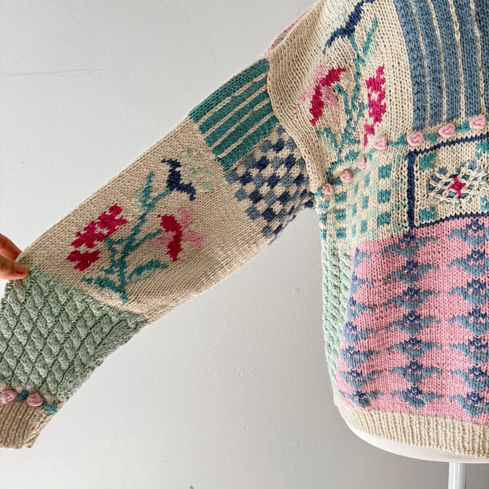 Bryan Connelly Boho Patchwork Textured Cardigan I… - image 8